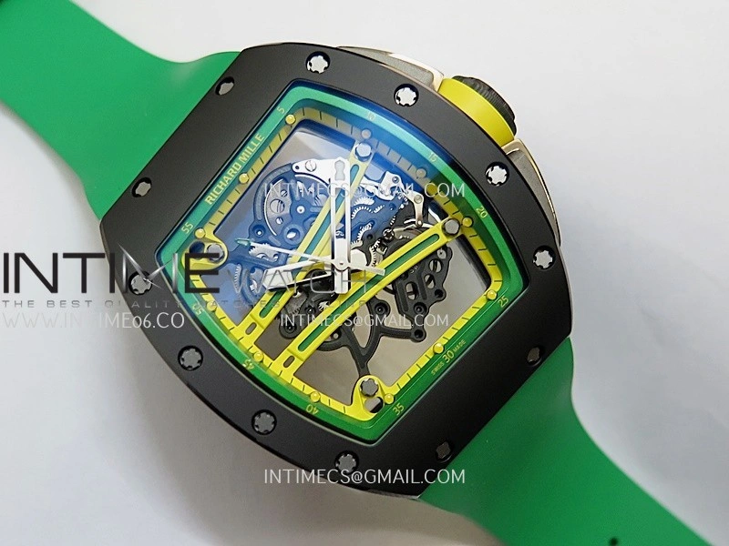 RM061 Black Ceramic ZF 1:1 Best Edition On Green Rubber Strap RMUL2 Super Clone