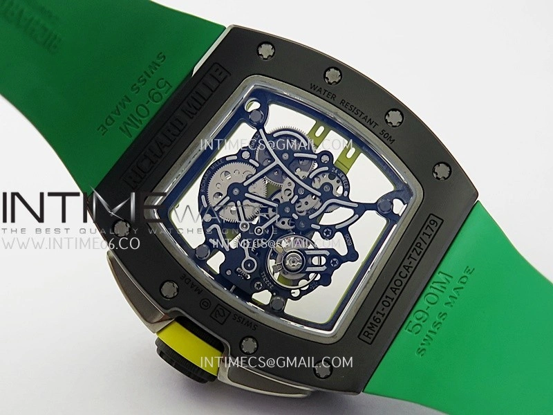 RM061 Black Ceramic ZF 1:1 Best Edition On Green Rubber Strap RMUL2 Super Clone