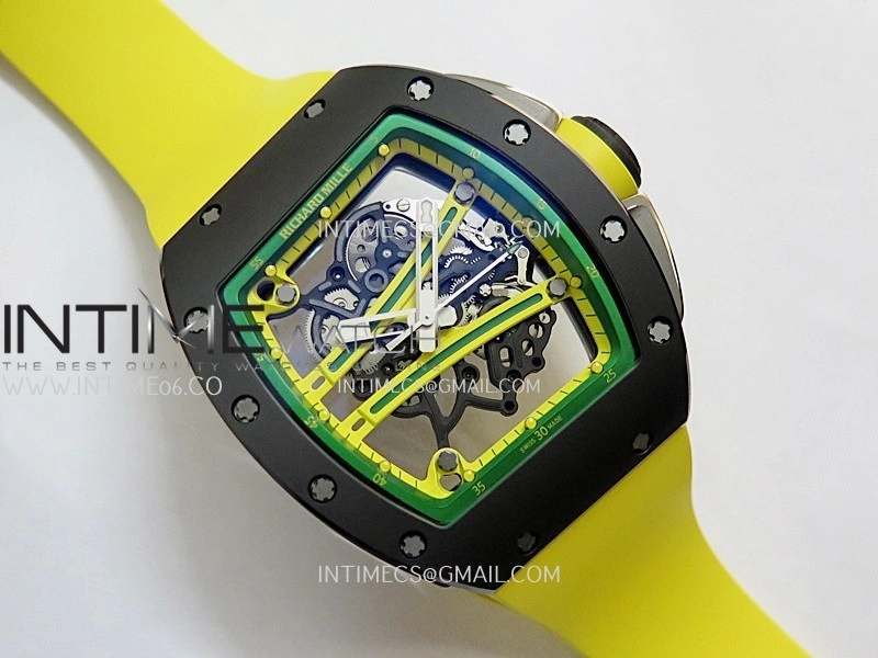 RM061 Black Ceramic ZF 1:1 Best Edition On Yellow Rubber Strap RMUL2 Super Clone