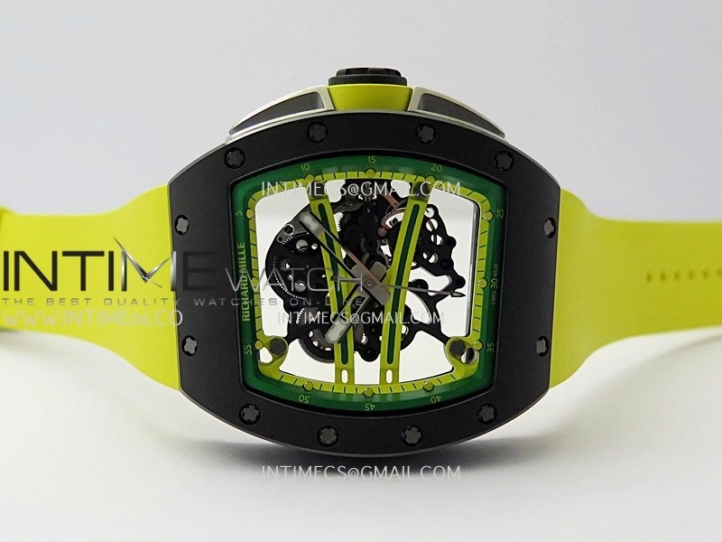 RM061 Black Ceramic ZF 1:1 Best Edition On Yellow Rubber Strap RMUL2 Super Clone