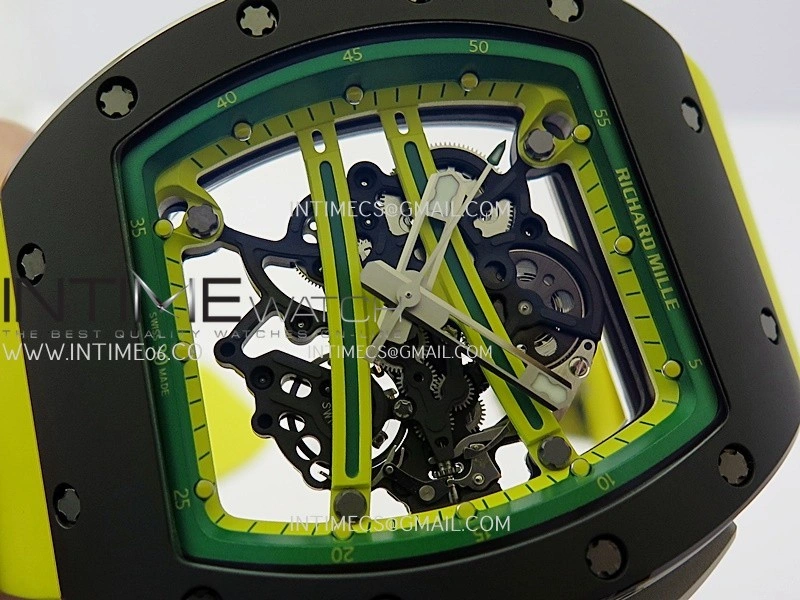 RM061 Black Ceramic ZF 1:1 Best Edition On Yellow Rubber Strap RMUL2 Super Clone