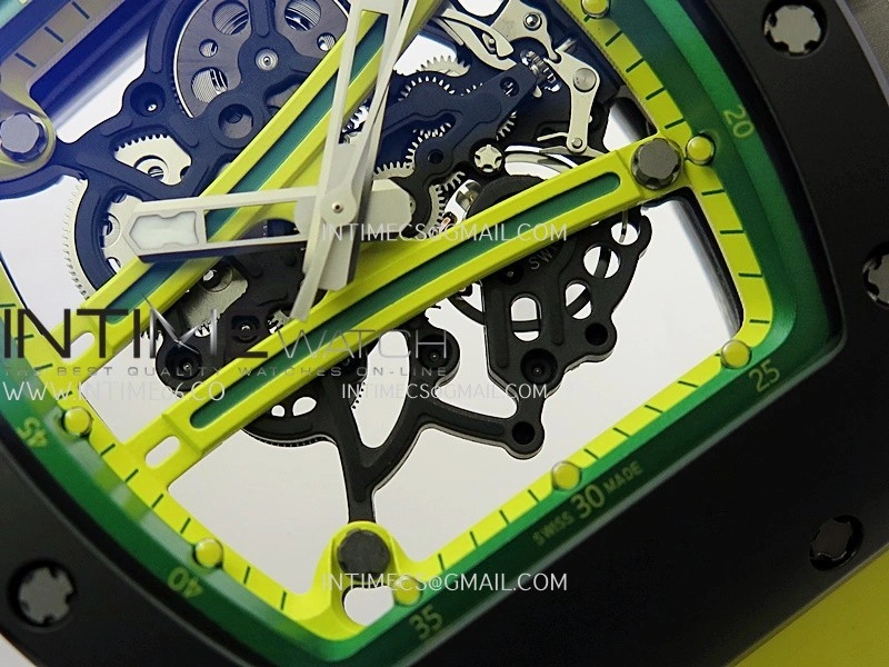 RM061 Black Ceramic ZF 1:1 Best Edition On Yellow Rubber Strap RMUL2 Super Clone