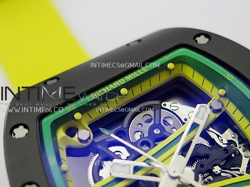 RM061 Black Ceramic ZF 1:1 Best Edition On Yellow Rubber Strap RMUL2 Super Clone