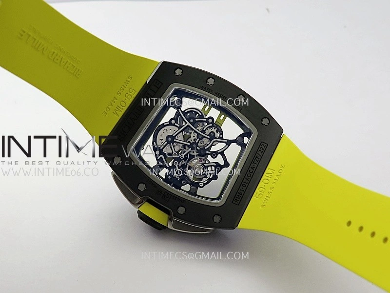 RM061 Black Ceramic ZF 1:1 Best Edition On Yellow Rubber Strap RMUL2 Super Clone