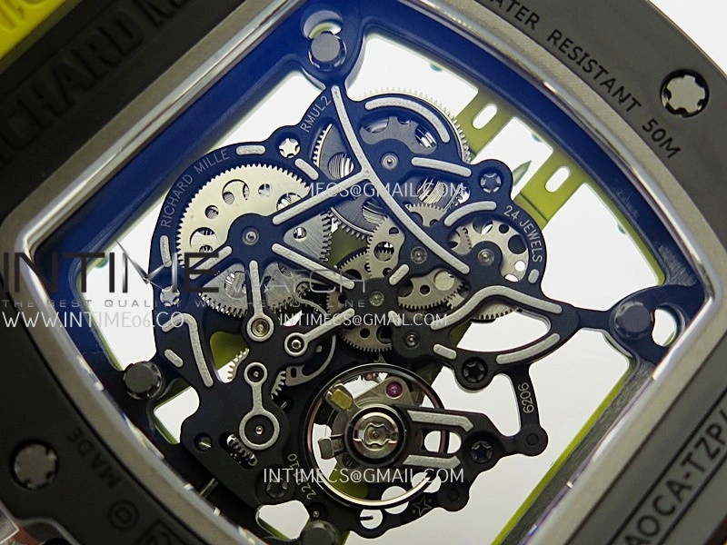 RM061 Black Ceramic ZF 1:1 Best Edition On Yellow Rubber Strap RMUL2 Super Clone