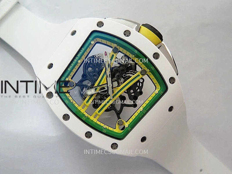 RM061 White Ceramic APSF 1:1 Best Edition on White Rubber Strap RMUL2 Super Clone