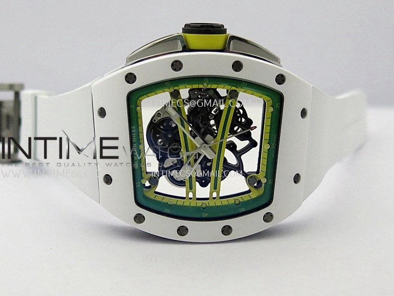 RM061 White Ceramic APSF 1:1 Best Edition on White Rubber Strap RMUL2 Super Clone