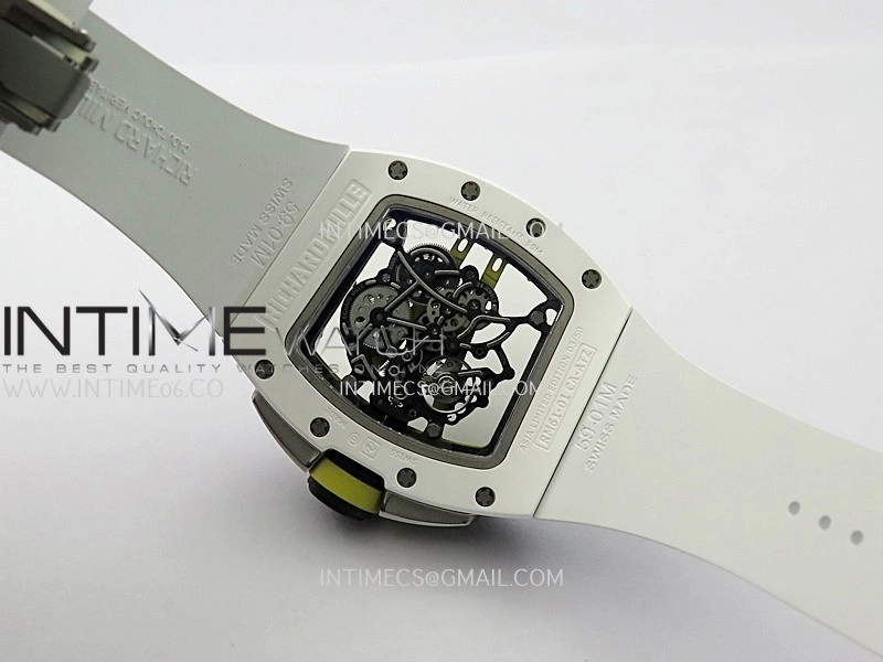 RM061 White Ceramic APSF 1:1 Best Edition on White Rubber Strap RMUL2 Super Clone