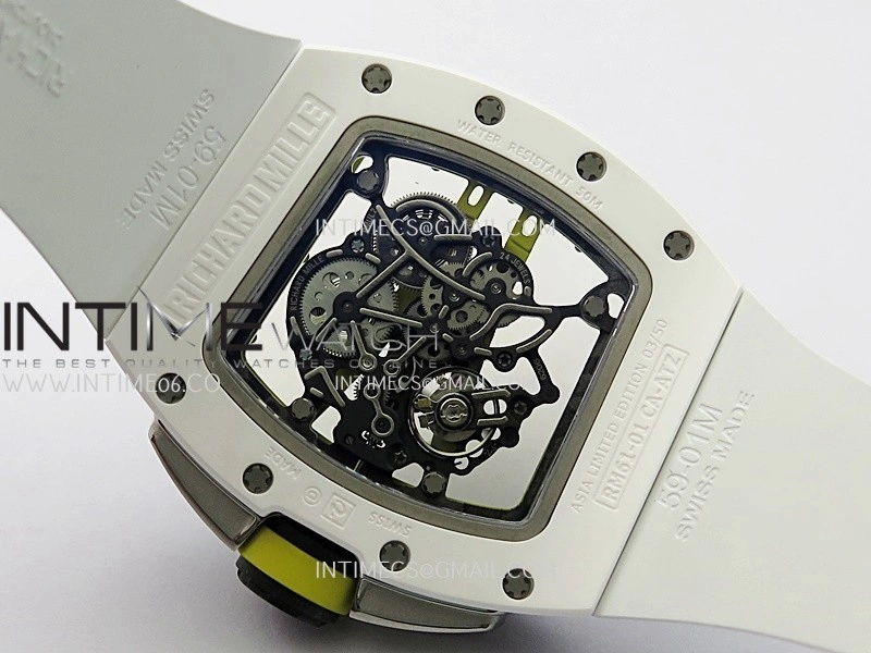 RM061 White Ceramic APSF 1:1 Best Edition on White Rubber Strap RMUL2 Super Clone