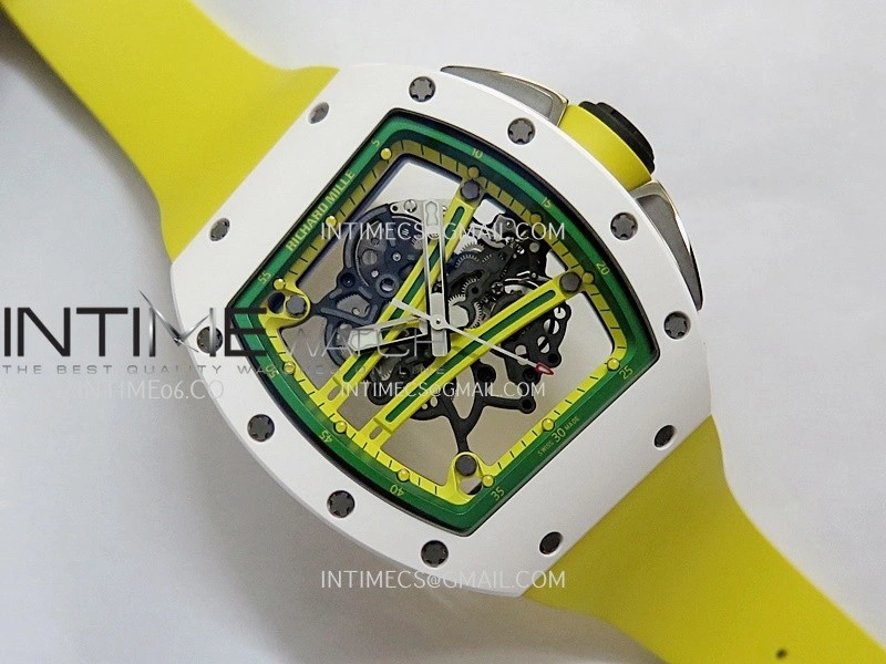 RM061 White Ceramic ZF 1:1 Best Edition On Yellow Rubber Strap RMUL2 Super Clone