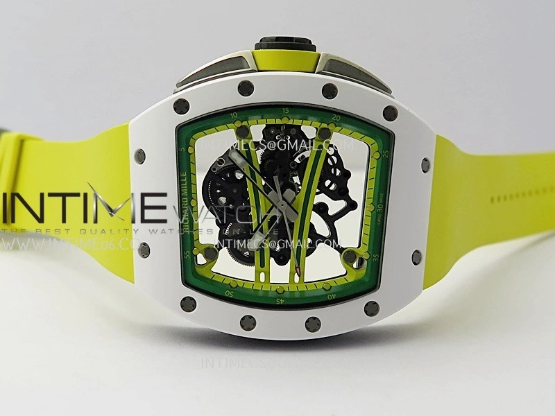 RM061 White Ceramic ZF 1:1 Best Edition On Yellow Rubber Strap RMUL2 Super Clone