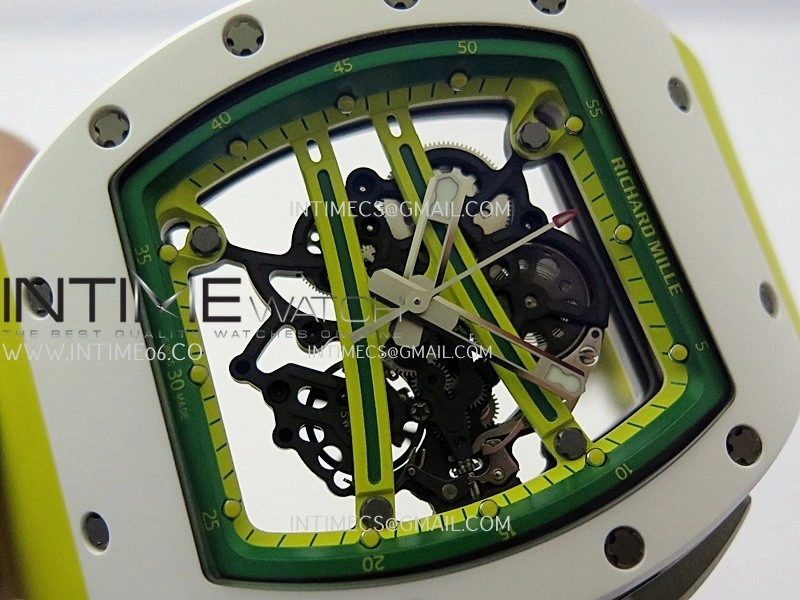 RM061 White Ceramic ZF 1:1 Best Edition On Yellow Rubber Strap RMUL2 Super Clone
