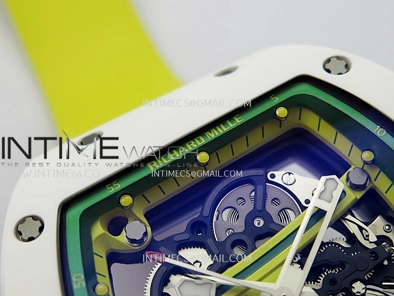 RM061 White Ceramic ZF 1:1 Best Edition On Yellow Rubber Strap RMUL2 Super Clone