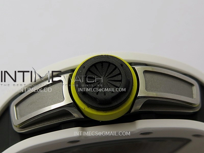 RM061 White Ceramic ZF 1:1 Best Edition On Yellow Rubber Strap RMUL2 Super Clone