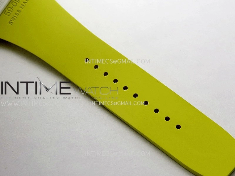 RM061 White Ceramic ZF 1:1 Best Edition On Yellow Rubber Strap RMUL2 Super Clone