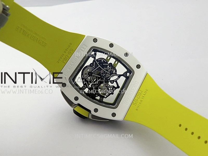 RM061 White Ceramic ZF 1:1 Best Edition On Yellow Rubber Strap RMUL2 Super Clone