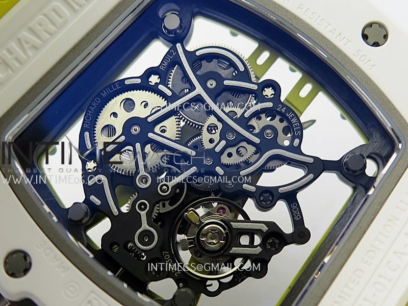 RM061 White Ceramic ZF 1:1 Best Edition On Yellow Rubber Strap RMUL2 Super Clone
