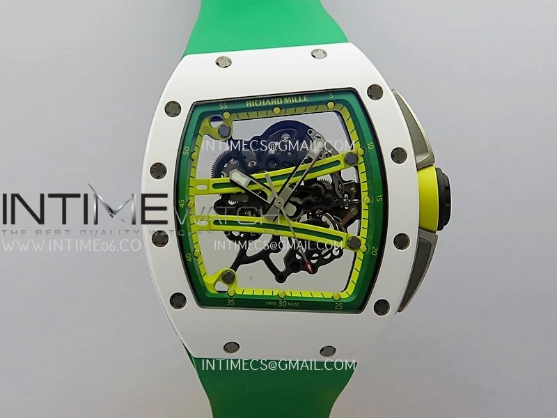 RM061 White Ceramic ZF 1:1 Best Edition on Green Rubber Strap RMUL2 Super Clone
