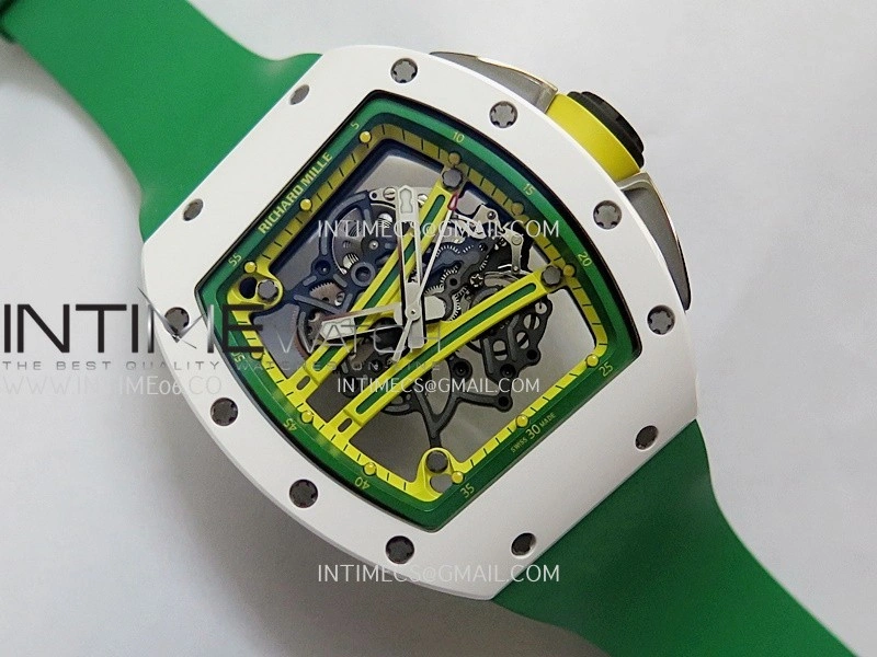 RM061 White Ceramic ZF 1:1 Best Edition on Green Rubber Strap RMUL2 Super Clone