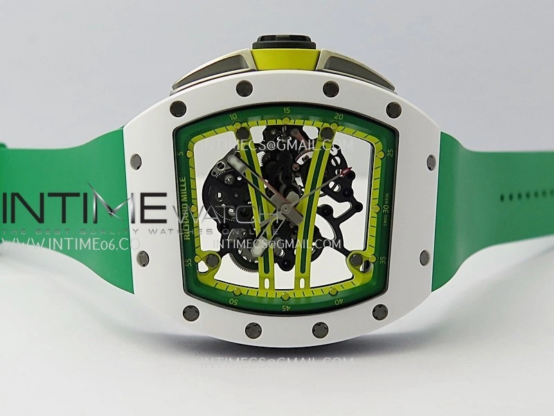 RM061 White Ceramic ZF 1:1 Best Edition on Green Rubber Strap RMUL2 Super Clone