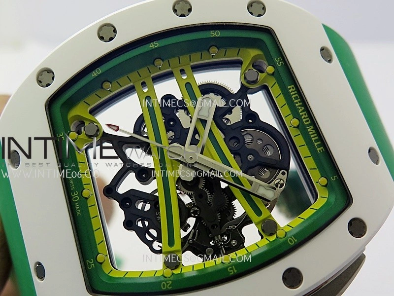 RM061 White Ceramic ZF 1:1 Best Edition on Green Rubber Strap RMUL2 Super Clone