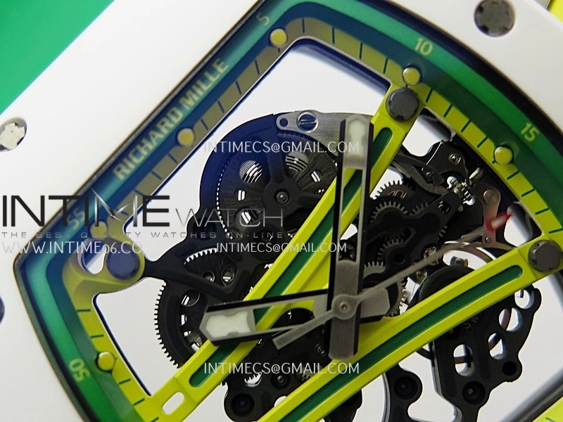 RM061 White Ceramic ZF 1:1 Best Edition on Green Rubber Strap RMUL2 Super Clone