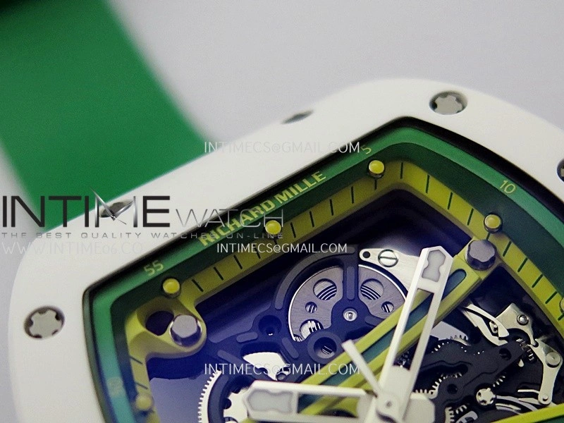 RM061 White Ceramic ZF 1:1 Best Edition on Green Rubber Strap RMUL2 Super Clone