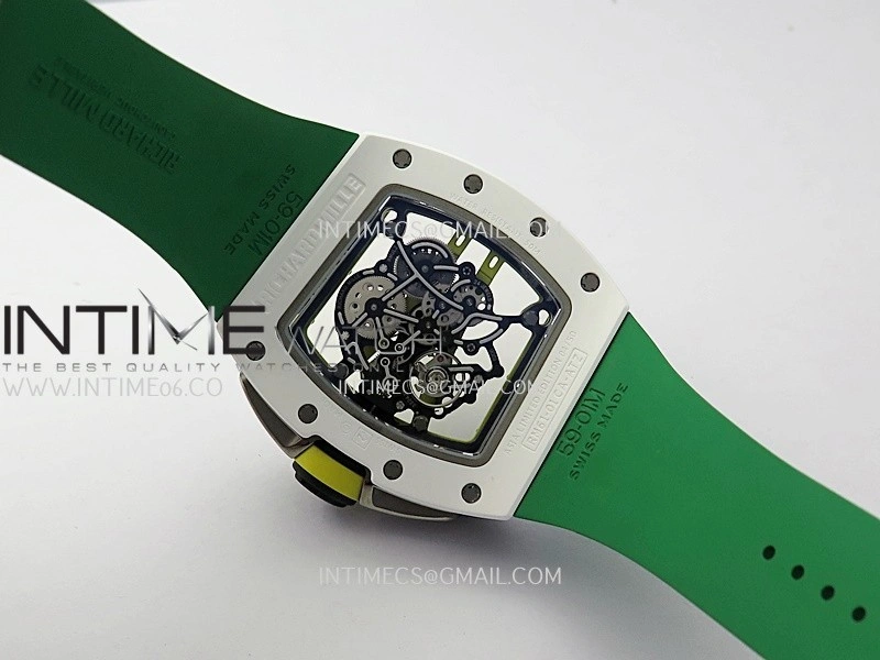 RM061 White Ceramic ZF 1:1 Best Edition on Green Rubber Strap RMUL2 Super Clone