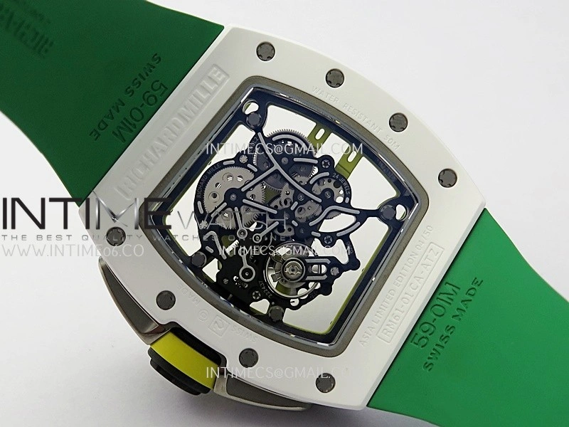 RM061 White Ceramic ZF 1:1 Best Edition on Green Rubber Strap RMUL2 Super Clone