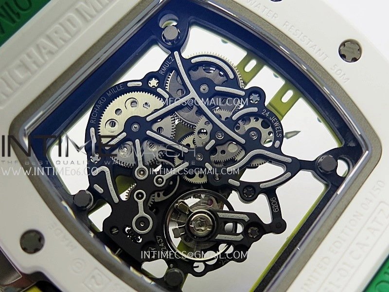 RM061 White Ceramic ZF 1:1 Best Edition on Green Rubber Strap RMUL2 Super Clone