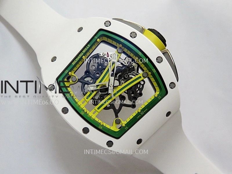 RM061 White Ceramic ZF 1:1 Best Edition on White Rubber Strap RMUL2 Super Clone