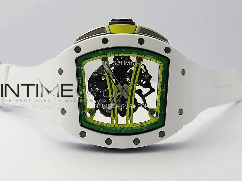 RM061 White Ceramic ZF 1:1 Best Edition on White Rubber Strap RMUL2 Super Clone