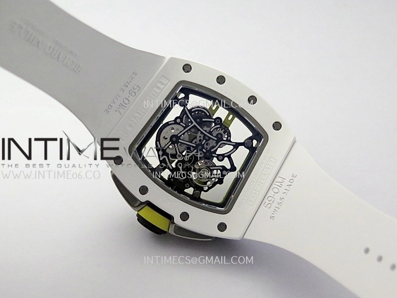 RM061 White Ceramic ZF 1:1 Best Edition on White Rubber Strap RMUL2 Super Clone