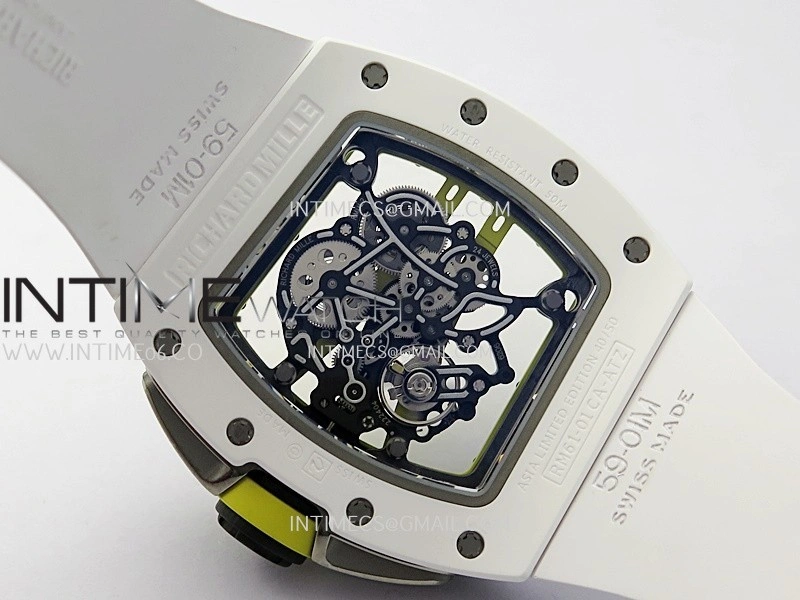 RM061 White Ceramic ZF 1:1 Best Edition on White Rubber Strap RMUL2 Super Clone