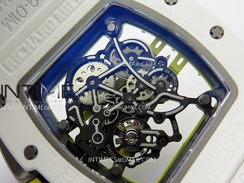 RM061 White Ceramic ZF 1:1 Best Edition on White Rubber Strap RMUL2 Super Clone