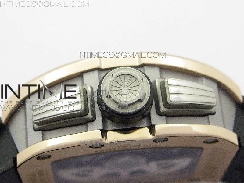 RM11-03 RG KVF 1:1 Best Edition Crystal Skeleton Dial on Black Rubber Strap A7750