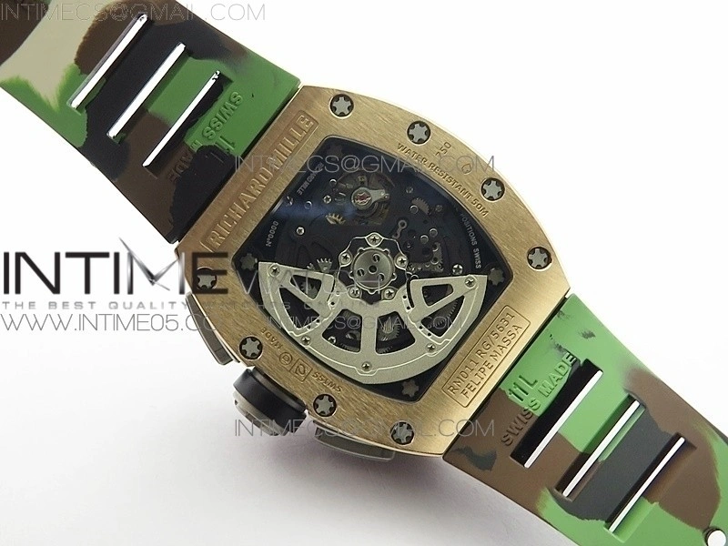 RM11-03 RG KVF 1:1 Best Edition Crystal Skeleton Dial on Camo Rubber Strap A7750