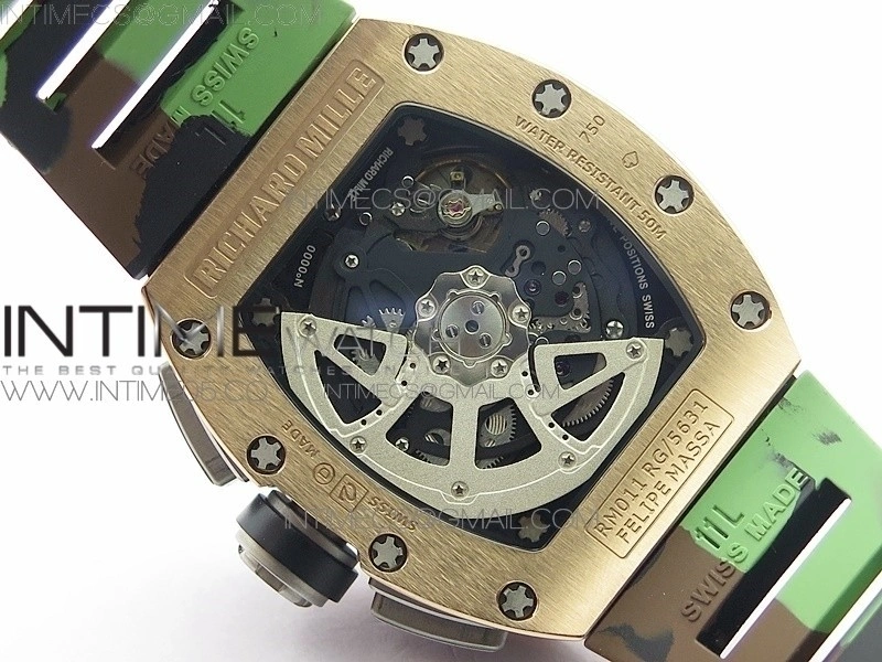 RM11-03 RG KVF 1:1 Best Edition Crystal Skeleton Dial on Camo Rubber Strap A7750