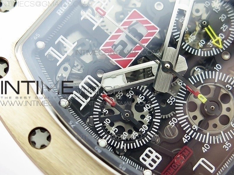 RM11-03 RG KVF 1:1 Best Edition Crystal Skeleton Dial on Red Rubber Strap A7750