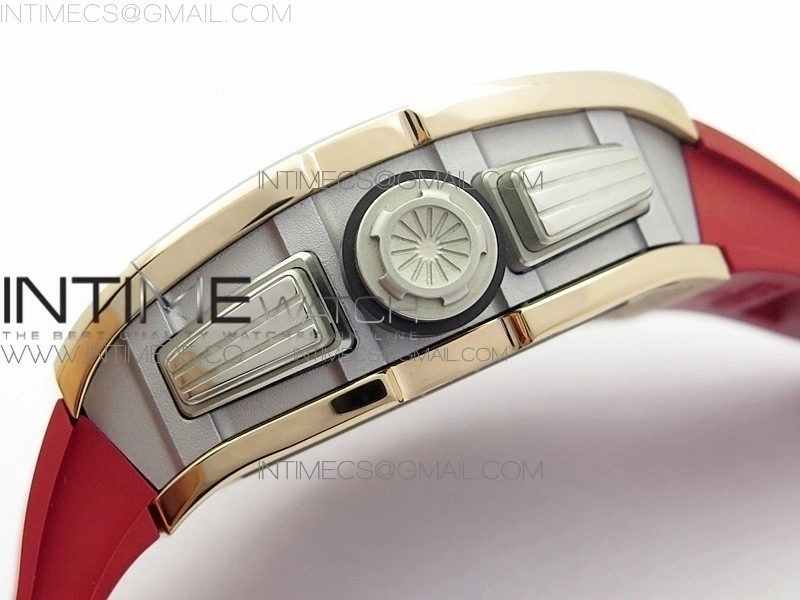 RM11-03 RG KVF 1:1 Best Edition Crystal Skeleton Dial on Red Rubber Strap A7750