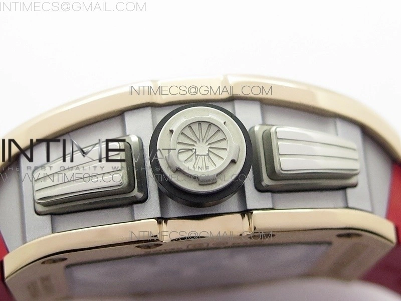 RM11-03 RG KVF 1:1 Best Edition Crystal Skeleton Dial on Red Rubber Strap A7750