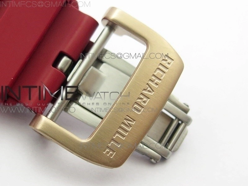 RM11-03 RG KVF 1:1 Best Edition Crystal Skeleton Dial on Red Rubber Strap A7750