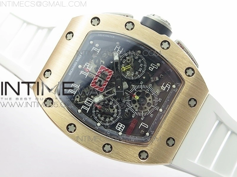 RM11-03 RG KVF 1:1 Best Edition Crystal Skeleton Dial on White Rubber Strap A7750