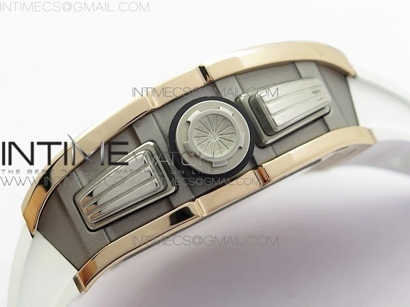 RM11-03 RG KVF 1:1 Best Edition Crystal Skeleton Dial on White Rubber Strap A7750