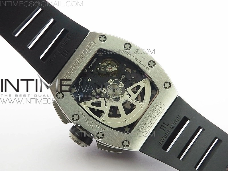 RM11-03 SS KVF 1:1 Best Edition Crystal Skeleton Dial on Black Rubber Strap A7750