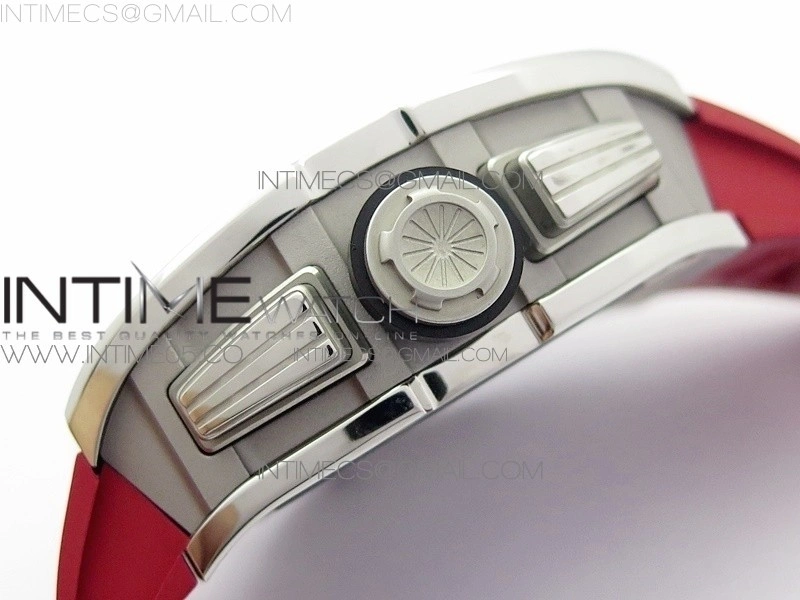 RM11-03 SS KVF 1:1 Best Edition Crystal Skeleton Dial on Red Rubber Strap A7750