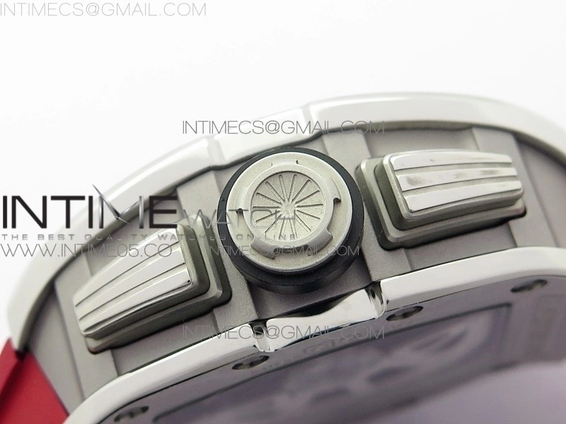 RM11-03 SS KVF 1:1 Best Edition Crystal Skeleton Dial on Red Rubber Strap A7750