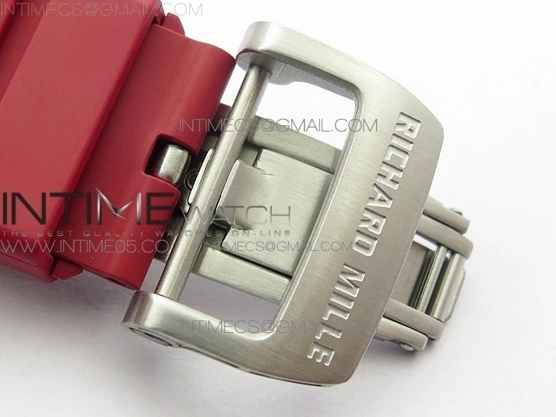 RM11-03 SS KVF 1:1 Best Edition Crystal Skeleton Dial on Red Rubber Strap A7750