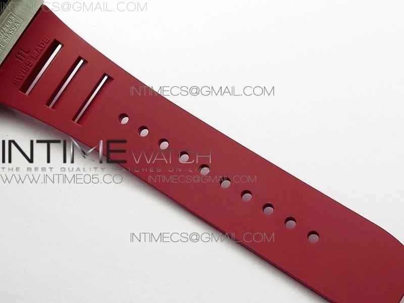 RM11-03 SS KVF 1:1 Best Edition Crystal Skeleton Dial on Red Rubber Strap A7750