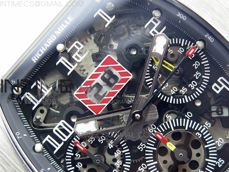 RM11-03 SS KVF 1:1 Best Edition Crystal Skeleton Dial on White Rubber Strap A7750